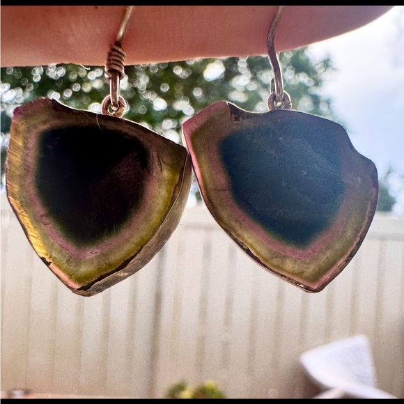 Huge 30 carat solid sterling genuine watermelon tourmaline earrings $788